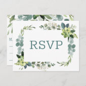 ティール（緑がかった色）ブーケ – RSVPポストカード ポストカード (正面/裏面)