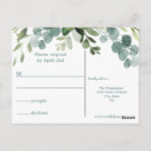 ティール（緑がかった色）ブーケ – RSVPポストカード ポストカード (裏面)