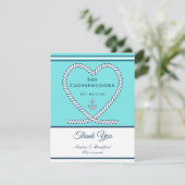 ティール(緑がかった色)ブ航海のループハート結婚いかり サンキューカード (スタンド正面)