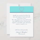 ティール(緑がかった色)ブ航海のループハート結婚いかり サンキューカード (裏面)