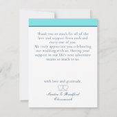 ティール（緑がかった色）ブ航海のループハート結婚いかり サンキューカード (裏面)