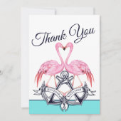 ティール(緑がかった色)ブ航海のループハート結婚いかり 招待状 (正面)