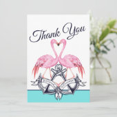 ティール(緑がかった色)ブ航海のループハート結婚いかり 招待状 (スタンド正面)