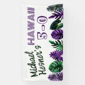 ティール(緑がかった色)、プラムハワイ5-0 50誕生日 横断幕 (縦)