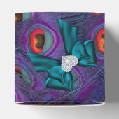 ティール（緑がかった色）プラムピーコック結婚式の引き出物ボックス フェイバーボックス (上部)