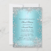 ティール（緑がかった色）プリンセスウィンターワンダーランドスウィート16招待状 招待状 (裏面)