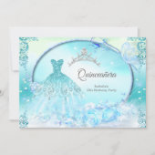 ティール（緑がかった色）プリンセスキンセアニェラマジカルドレス 招待状 (正面)