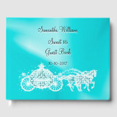 ティール(緑がかった色)プリンセスコーチ&ホーススウィート16 ゲストブック (正面)