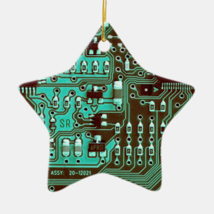 ティール(緑がかった色)プリント基板ギークPCB パーソナライズされた セラミックオーナメント