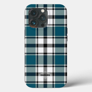 ティール(緑がかった色)プレイドアイフォンケースHAMbWG iPhone 13 Proケース