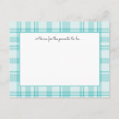 ティール（緑がかった色）プレイドベビーシャワーアドバイスカード アドバイスカード (裏面)
