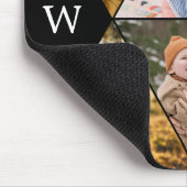 ティール(緑がかった色)プレイド幾何学的フォトコラージュモノグラム マウスパッド (コーナー)