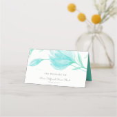 ティール（緑がかった色）プー結婚ニー座席表 プレイスカード (正面)