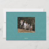 ティール（緑がかった色）ヘリンボーンツイードシンプルクリスマスフォト シーズンカード (裏面)