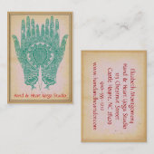 ティール（緑がかった色）ヘンナハンズヨガスタジオ名刺 名刺 (正面/裏面)