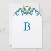 ティール（緑がかった色）ヘーゼルナッツグリーンリーダマスクウェディング招待状 招待状 (裏面)