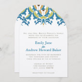 ティール（緑がかった色）ヘーゼルナッツグリーンリーダマスクウェディング招待状 招待状 (正面/裏面)