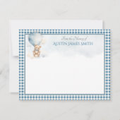 ティール（緑がかった色）ベビーシャワーテディベアーバルーン ノートカード (正面)