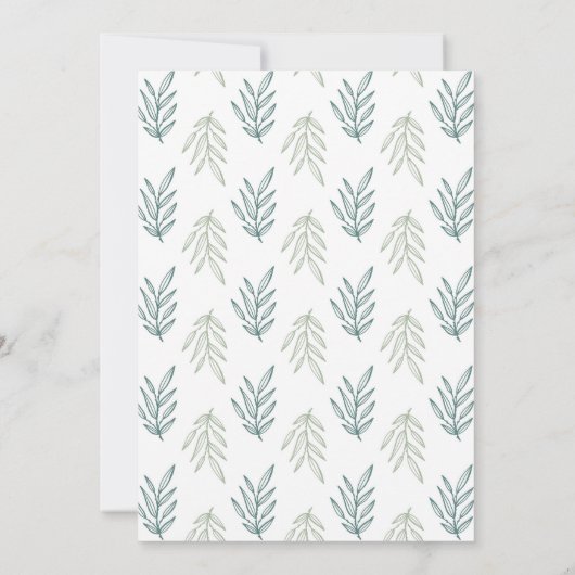 ティール（緑がかった色）ベビーシャワーミニマル招待状 招待状 (裏面)