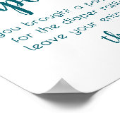 ティール（緑がかった色）ベビーシャワー |アクアおむつラッフルテーブルサイン ポスター (角)