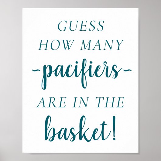 ティール（緑がかった色）ベビーシャワー | Aquaテーブルの記号の数を推測 ポスター (正面)