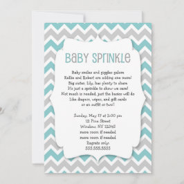 ティール（緑がかった色）ベビー散水器/ニュートラル性赤ちゃんシャワー 招待状