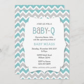 ティール(緑がかった色)ベビーQ招待状/ニュートラル性赤ちゃんシャワー 招待状 (正面/裏面)