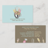 ティール(緑がかった色)ベーカリーフード調理師パーソナルシェフケータリング 名刺 (正面/裏面)