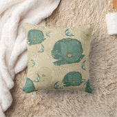 ティール（緑がかった色）ベージュアジアンリリパッド装飾用クッション クッション (ブランケット)