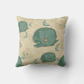 ティール（緑がかった色）ベージュアジアンリリパッド装飾用クッション クッション (裏面)