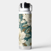 ティール（緑がかった色）ベージュソフトかわいらしフローラウォーターボトル ウォーターボトル (背面)