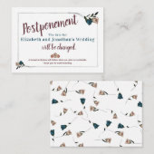 ティール（緑がかった色）、ベージュバラ結婚の延期カード アドバイスカード (正面/裏面)