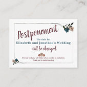 ティール（緑がかった色）、ベージュバラ結婚の延期カード アドバイスカード (正面)