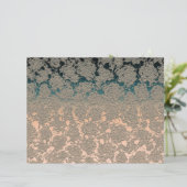 ティール（緑がかった色）ベージュ多肉性フローラメタリックパターン (スタンド正面)