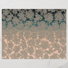 ティール（緑がかった色）ベージュ多肉性フローラメタリックパターン