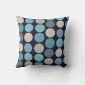 ティール(緑がかった色)ベージュ抽象芸術円パターン装飾用クッション クッション (裏面)