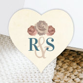 ティール(緑がかった色),ベージュ,ほこりっぽいピンクモノグラムハートシール ハートシール