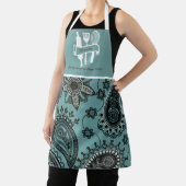 ティール（緑がかった色）ペイズリーカスタムパーソナライズされた調理師 エプロン (インサイチュ)