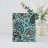 ティール（緑がかった色）ペイズリースクラップブック背景紙 (スタンド正面)