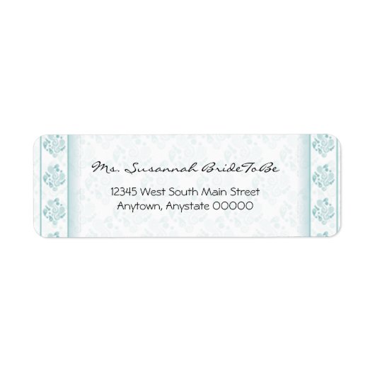 ティール(緑がかった色)ペイズリーダマスク住所 シール (正面)