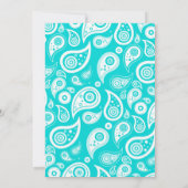 ティール（緑がかった色）ペイズリーブライダルシャワー招待状 招待状 (裏面)