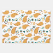 ティール（緑がかった色）ペイズリー19インチx 29インチラッピング紙シート ラッピングペーパーシート (正面2)