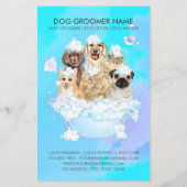 ティール（緑がかった色）ペットグルーミング座っている犬の猫のスパ価格表 チラシ (裏面)