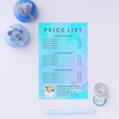 ティール（緑がかった色）ペットグルーミング座っている犬の猫のスパ価格表 チラシ (シングル)