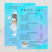 ティール（緑がかった色）ペットトリマー座っている犬の猫のスパ価格表 メニュー (正面/裏面)