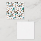 ティール(緑がかった色)ペリカンノテカード ノートカード (正面/裏面)