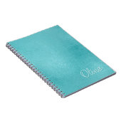 ティール(緑がかった色)ホイフェイクルシンプルミニマルカスタム ノートブック (右側)