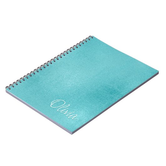 ティール（緑がかった色）ホイフェイクルシンプルミニマルカスタム ノートブック (左側)