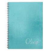 ティール（緑がかった色）ホイフェイクルシンプルミニマルカスタム ノートブック (正面)