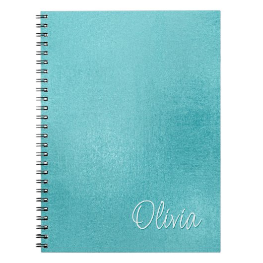 ティール(緑がかった色)ホイフェイクルシンプルミニマルカスタム ノートブック (正面)